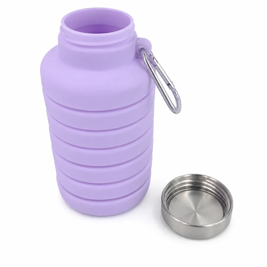 Bottle open with its stainless steel cap unscrewed