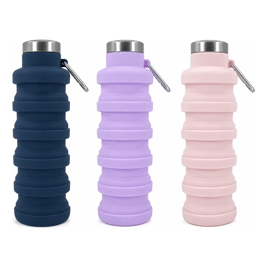 Three collapsible water bottles